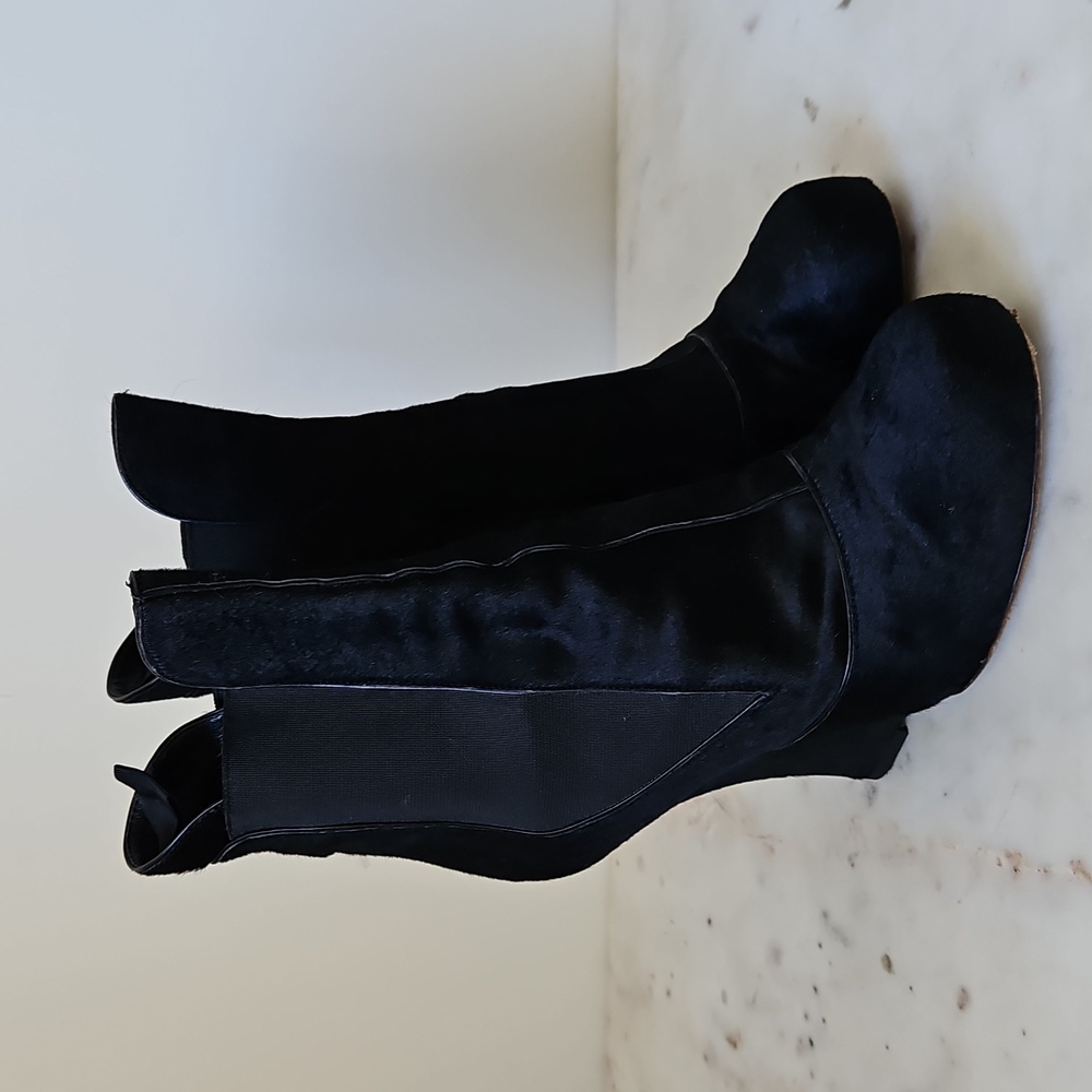 TABITHA SIMMONS: Sculptural Heel Black Calfskin Boots